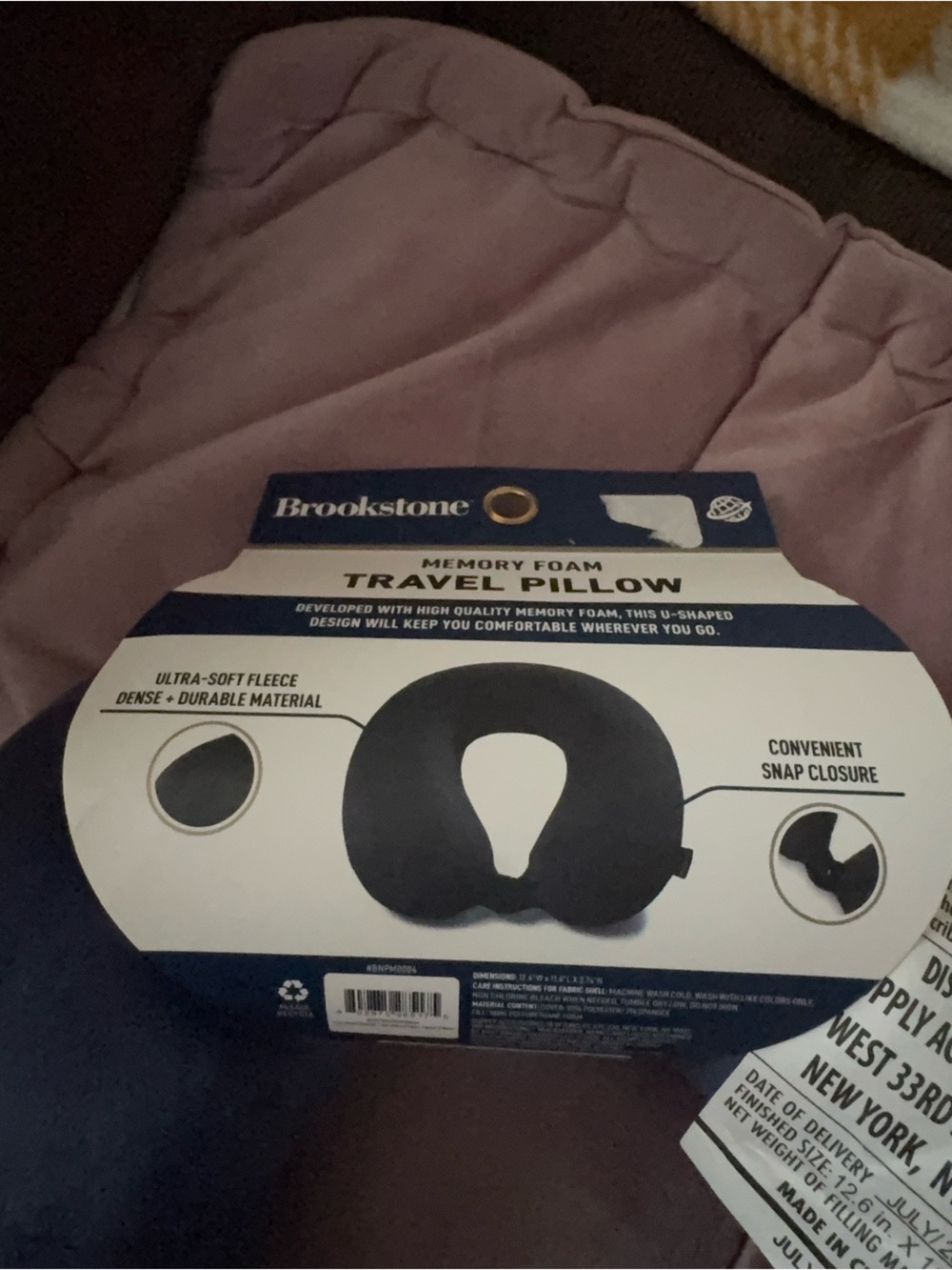 Brookstone Blue Travel pillow Memory Foam Classic U shape Machine washable CVR - Picture 4 of 4
